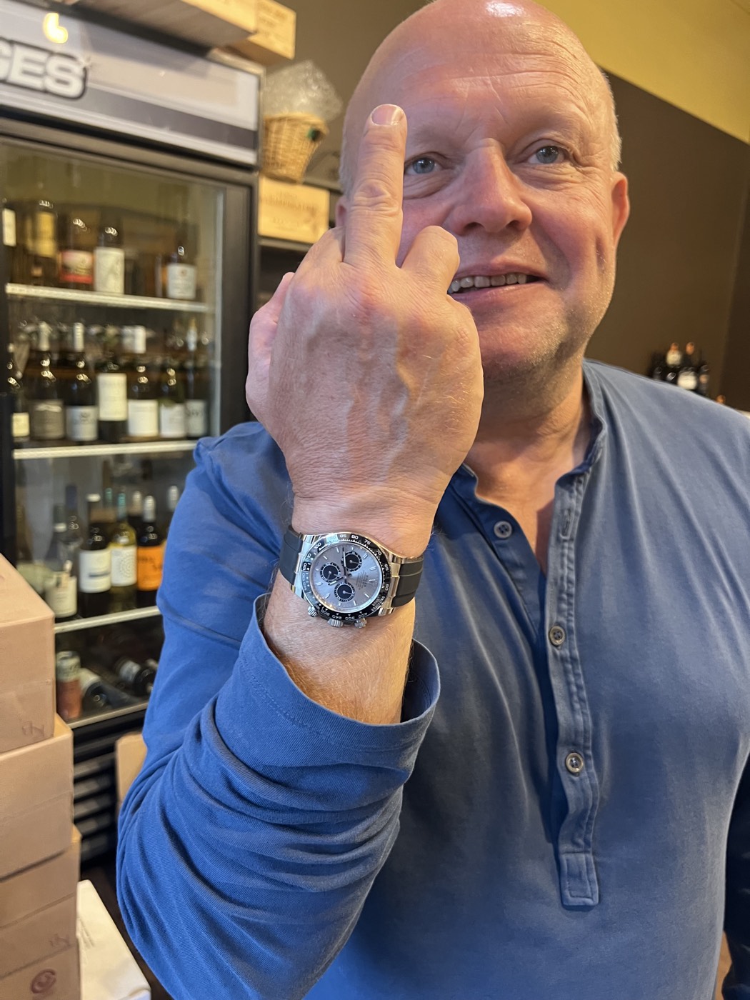 Gerry and his watch at the shop