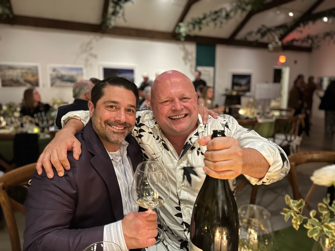 Gerry and a friend with a Champagne