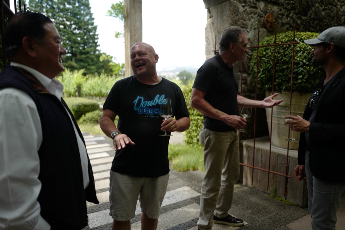 Gerry laughing with friends in Napa